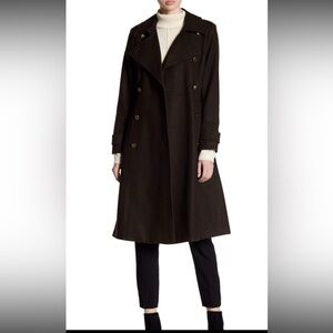 Brown Double-Breasted Wool Coat
